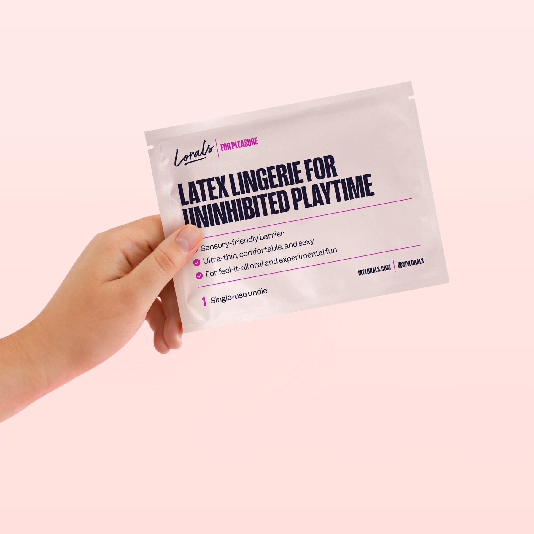A woman holding a box of Lorals panties |Shortie