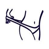 Icon representing Lorals' ultra-thin latex underwear, offering a sexy alternative to dental dams for protection during cunnilingus and rimming.